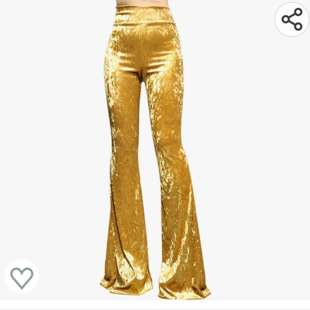 High waist gold palazzo pants